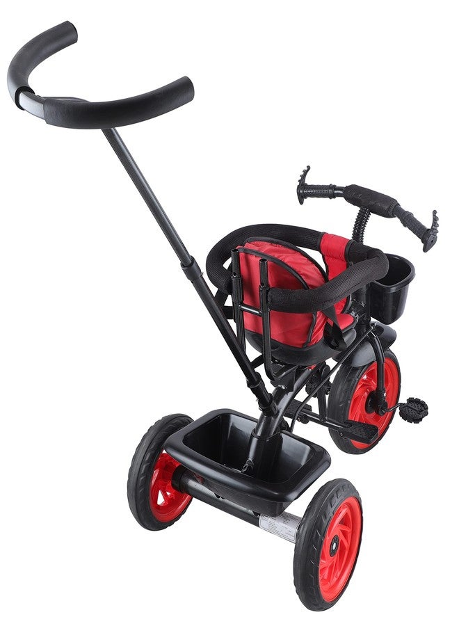 JoyRide Striker Trike Push & Plug Baby Trike with Dual Storage Basket, Adjustable Parental Handle, Detachable Guardrail, Harness, Folding Footrest for Kids| Boys| Girls Age Group 2 to 5 Years (RED) - Image 5